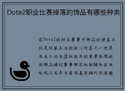 Dota2职业比赛掉落的饰品有哪些种类